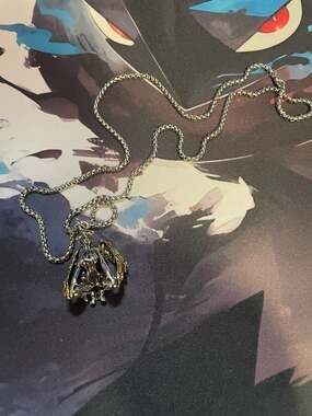 Gothic Two-Tone Angel Wing Pendant Necklace